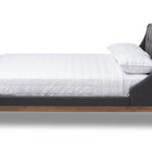 Baxton Studio Louvain Modern and Contemporary Dark Grey Fabric Upholstered Walnut-Finished Full Sized Platform Bed