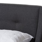 Baxton Studio Louvain Modern and Contemporary Dark Grey Fabric Upholstered Walnut-Finished Full Sized Platform Bed