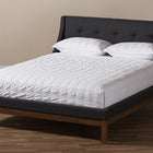 Baxton Studio Louvain Modern and Contemporary Dark Grey Fabric Upholstered Walnut-Finished Full Sized Platform Bed