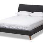 Baxton Studio Sinclaire Modern and Contemporary Dark Grey Fabric Upholstered Walnut-Finished Queen Sized Platform Bed