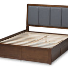Baxton Studio Brannigan Modern and Contemporary Dark Grey Fabric Upholstered Walnut Finished Queen Size Storage Platform Bed