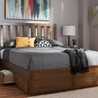 Baxton Studio Raurey Modern and Contemporary Walnut Finished Queen Size Storage Platform Bed