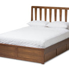 Baxton Studio Raurey Modern and Contemporary Walnut Finished Queen Size Storage Platform Bed