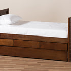 Baxton Studio Linna Modern and Contemporary Walnut Brown-Finished Daybed with Trundle