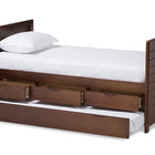 Baxton Studio Linna Modern and Contemporary Walnut Brown-Finished Daybed with Trundle