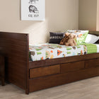 Baxton Studio Linna Modern and Contemporary Walnut Brown-Finished Daybed with Trundle