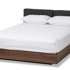 Baxton Studio Iselin Mid-Century Modern Brown Finished Dark Grey Fabric Upholstered Queen Sized Storage Platform Bed