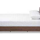 Baxton Studio Iselin Mid-Century Modern Brown Finished Dark Grey Fabric Upholstered Queen Sized Storage Platform Bed