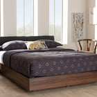 Baxton Studio Iselin Mid-Century Modern Brown Finished Dark Grey Fabric Upholstered Queen Sized Storage Platform Bed