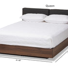 Baxton Studio Iselin Mid-Century Modern Brown Finished Dark Grey Fabric Upholstered Queen Sized Storage Platform Bed