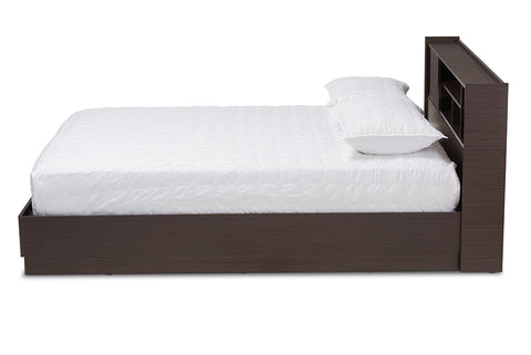 Baxton Studio Larsine Modern and Contemporary Brown Finished Queen Size Platform Storage Bed