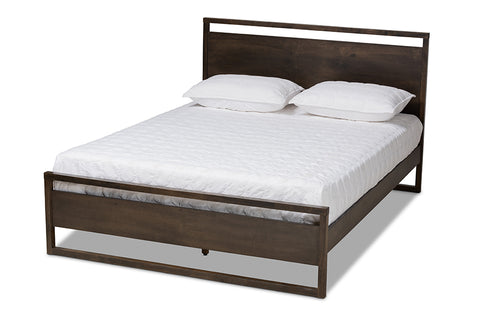 Baxton Studio Inicio Modern and Contemporary Charcoal Brown Finished Wood Queen Size Platform Bed