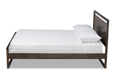 Baxton Studio Inicio Modern and Contemporary Charcoal Brown Finished Wood Queen Size Platform Bed