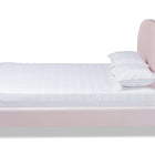 Baxton Studio Saverio Glam and Luxe Light Pink Velvet Fabric Upholstered Queen Size Platform Bed with Gold-Tone Legs