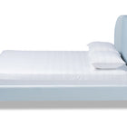 Baxton Studio Saverio Glam and Luxe Light Blue Velvet Fabric Upholstered Queen Size Platform Bed with Gold-Tone Legs