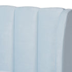 Baxton Studio Saverio Glam and Luxe Light Blue Velvet Fabric Upholstered Queen Size Platform Bed with Gold-Tone Legs