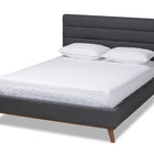 Baxton Studio Erlend Mid-Century Modern Dark Grey Fabric Upholstered Queen Size Platform Bed