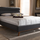 Baxton Studio Erlend Mid-Century Modern Dark Grey Fabric Upholstered Queen Size Platform Bed