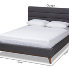 Baxton Studio Erlend Mid-Century Modern Dark Grey Fabric Upholstered Queen Size Platform Bed