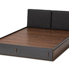 Baxton Studio Rikke Modern and Contemporary Two-Tone Gray and Walnut Finished Wood Queen Size Platform Storage Bed with Gray Fabric Upholstered Headboard