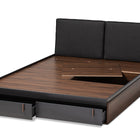 Baxton Studio Rikke Modern and Contemporary Two-Tone Gray and Walnut Finished Wood Queen Size Platform Storage Bed with Gray Fabric Upholstered Headboard
