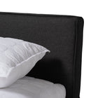 Baxton Studio Rikke Modern and Contemporary Two-Tone Gray and Walnut Finished Wood Queen Size Platform Storage Bed with Gray Fabric Upholstered Headboard