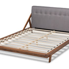 Baxton Studio Sante Mid-Century Modern Grey Fabric Upholstered Wood Queen Size Platform Bed