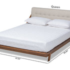 Baxton Studio Sante Mid-Century Modern Light Beige Fabric Upholstered Wood Queen Size Platform Bed