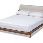 Baxton Studio Sante Mid-Century Modern Light Beige Fabric Upholstered Wood Queen Size Platform Bed