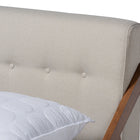 Baxton Studio Sante Mid-Century Modern Light Beige Fabric Upholstered Wood Queen Size Platform Bed