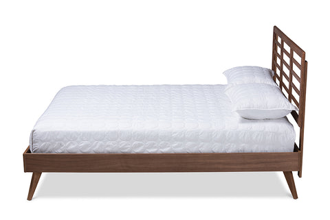 Baxton Studio Calisto Mid-Century Modern Walnut Brown Finished Wood King Size Platform Bed