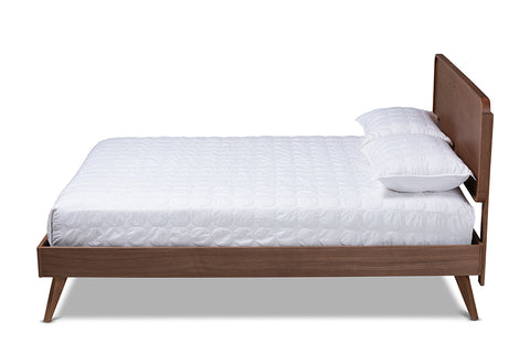 Baxton Studio Demeter Mid-Century Modern Walnut Brown Finished Wood King Size Platform Bed