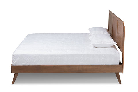 Baxton Studio Zenon Mid-Century Modern Walnut Brown Finished Wood King Size Platform Bed