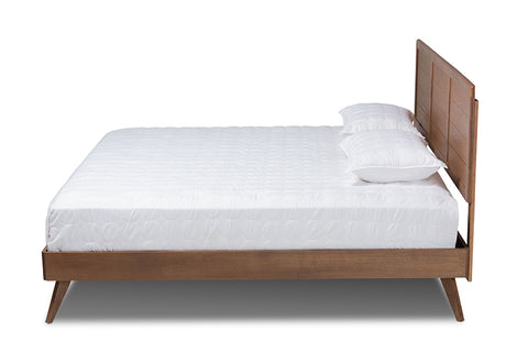 Baxton Studio Artemis Mid-Century Modern Walnut Brown Finished Wood King Size Platform Bed