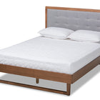 Baxton Studio Viviana Modern and Contemporary Light Grey Fabric Upholstered and Ash Walnut Finished Wood Queen Size Platform Bed