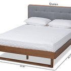 Baxton Studio Natalia Mid-Century Modern Dark Grey Fabric Upholstered and Ash Walnut Finished Wood Queen Size Platform Bed