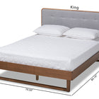 Baxton Studio Natalia Mid-Century Modern Light Grey Fabric Upholstered and Ash Walnut Finished Wood King Size Platform Bed
