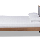 Baxton Studio Natalia Mid-Century Modern Light Grey Fabric Upholstered and Ash Walnut Finished Wood Queen Size Platform Bed