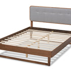 Baxton Studio Natalia Mid-Century Modern Light Grey Fabric Upholstered and Ash Walnut Finished Wood Queen Size Platform Bed