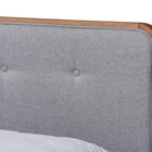 Baxton Studio Natalia Mid-Century Modern Light Grey Fabric Upholstered and Ash Walnut Finished Wood King Size Platform Bed