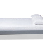 Baxton Studio Allegra Mid-Century Modern Dark Grey Fabric Upholstered and Ash Walnut Brown Finished Wood King Size Platform Bed