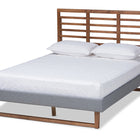 Baxton Studio Rina Modern and Contemporary Dark Grey Fabric Upholstered and Ash Walnut Brown Finished Wood King Size Platform Bed