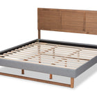 Baxton Studio Gabriela Rustic Modern Dark Grey Fabric Upholstered and Ash Walnut Brown Finished Wood King Size Platform Bed