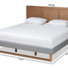 Baxton Studio Gabriela Rustic Modern Dark Grey Fabric Upholstered and Ash Walnut Brown Finished Wood King Size Platform Bed