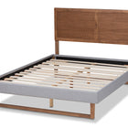 Baxton Studio Eloise Rustic Modern Light Grey Fabric Upholstered and Ash Walnut Brown Finished Wood King Size Platform Bed