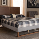 Baxton Studio Eloise Rustic Modern Light Grey Fabric Upholstered and Ash Walnut Brown Finished Wood King Size Platform Bed
