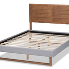 Baxton Studio Claudia Rustic Modern Light Grey Fabric Upholstered and Walnut Brown Finished Wood King Size Platform Bed