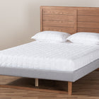 Baxton Studio Claudia Rustic Modern Light Grey Fabric Upholstered and Walnut Brown Finished Wood King Size Platform Bed