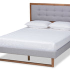Baxton Studio Livinia Modern Transitional Light Grey Fabric Upholstered and Ash Walnut Brown Finished Wood King Size Platform Bed