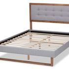 Baxton Studio Livinia Modern Transitional Light Grey Fabric Upholstered and Ash Walnut Brown Finished Wood King Size Platform Bed
